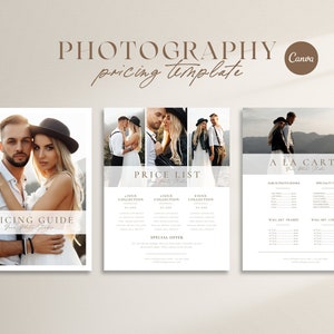 Photography Pricing Template, CANVA Price List template for photographers, Editable Pricing Guide, Session Pricing List, Wedding Price list