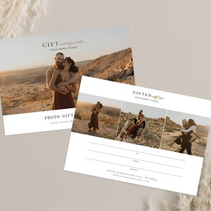 Modèle de chèque-cadeau pour photographe, carte-cadeau, chèque-cadeau photographie, carte-cadeau modifiable, modèle PHOTOSHOP
