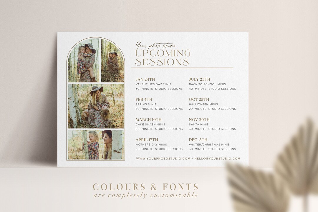 Photography Mini Sessions Calendar Template (PSD) - Etsy