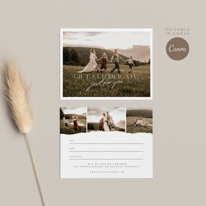 Modèle de chèque-cadeau photographie, modèle modifiable CANVA, carte-cadeau pour photographe, chèque-cadeau, modèle de carte-cadeau pour photographe