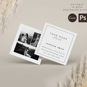 Photographer Business Card Template: Modern Square Design (Photoshop & Canva)