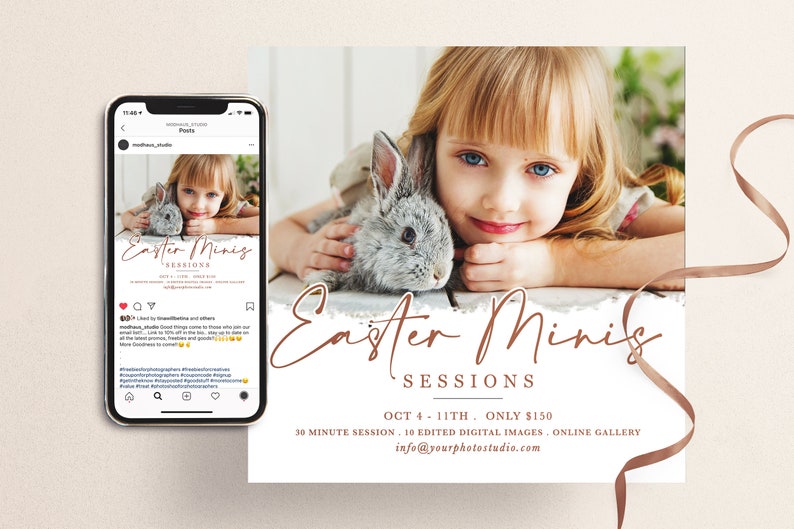 Easter Mini Session Template, Photography Minis, Easter Marketing Board, Easter minis, Spring Mini Sessions, PHOTOSHOP TEMPLATE image 2