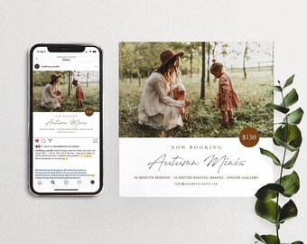 Sjabloon herfstminisessie: boho Photoshop-ontwerp (5 x 5" PSD)