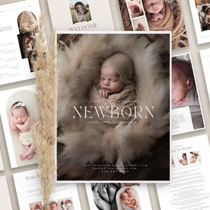 Newborn Welcome Guide Template, Photography Pricing Template,  Photography Guide Magazine, Newborn Magazine, CANVA template