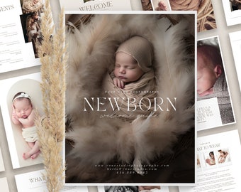 Newborn Photography Welcome Guide Template: Boho Pricing (CANVA)
