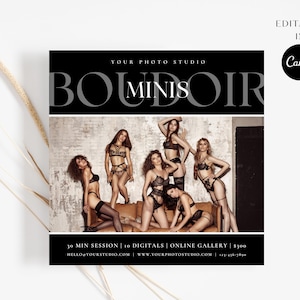 Boudoir Sitzung Vorlage, Fotografie Boudoir Marketing, Boudoir Mini Sitzungen Vorlage, CANVA Vorlage, Marketing Board Boudoir