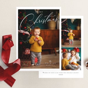 Christmas photo Card Template, Christmas Photo Card, Photoshop template, Holiday Card Template, Modern Christmas Card, INSTANT DOWNLOAD