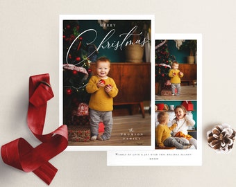 Modern Christmas Photo Card Template: 5x7 Holiday Card (INSTANT DOWNLOAD)