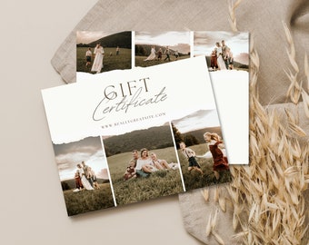 Photography Gift Certificate Template: Boho Photo Gift Card (CANVA Editable, Printable)