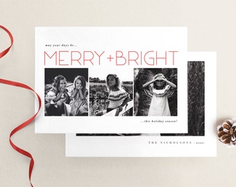 Photo Christmas Card Template, Photoshop template, Christmas photo card, Holiday Card Template, Modern Christmas Card, INSTANT DOWNLOAD