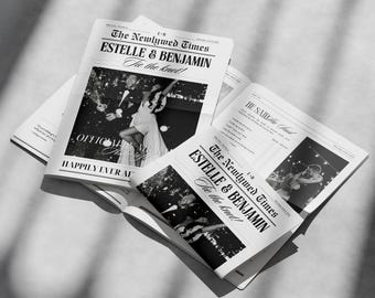 Wedding Newspaper Program Template, Editable Digital Download (CANVA)