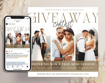 Photography Giveaway Template: Boho Contest, Social Media (CANVA)
