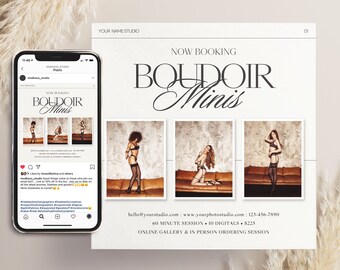 Boudoir Mini Session Template: Photographer Marketing Board (CANVA)
