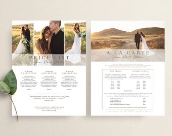 3 Page Photography Pricing Template, Session Price Guide List for Photographers, Pricing Guide, Photo Price List, INSTANT DOWNLOAD