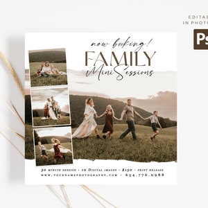 Family Minis Session Template, Mini Session Photography Marketing Template, marketing board, PHOTOSHOP Template, Spring Mini Session