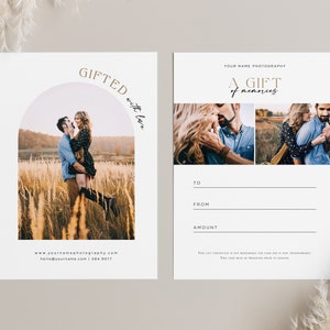 Modèle de chèque-cadeau photographie, modèle de carte-cadeau, modèle Photoshop, bon-cadeau photographie, téléchargement immédiat