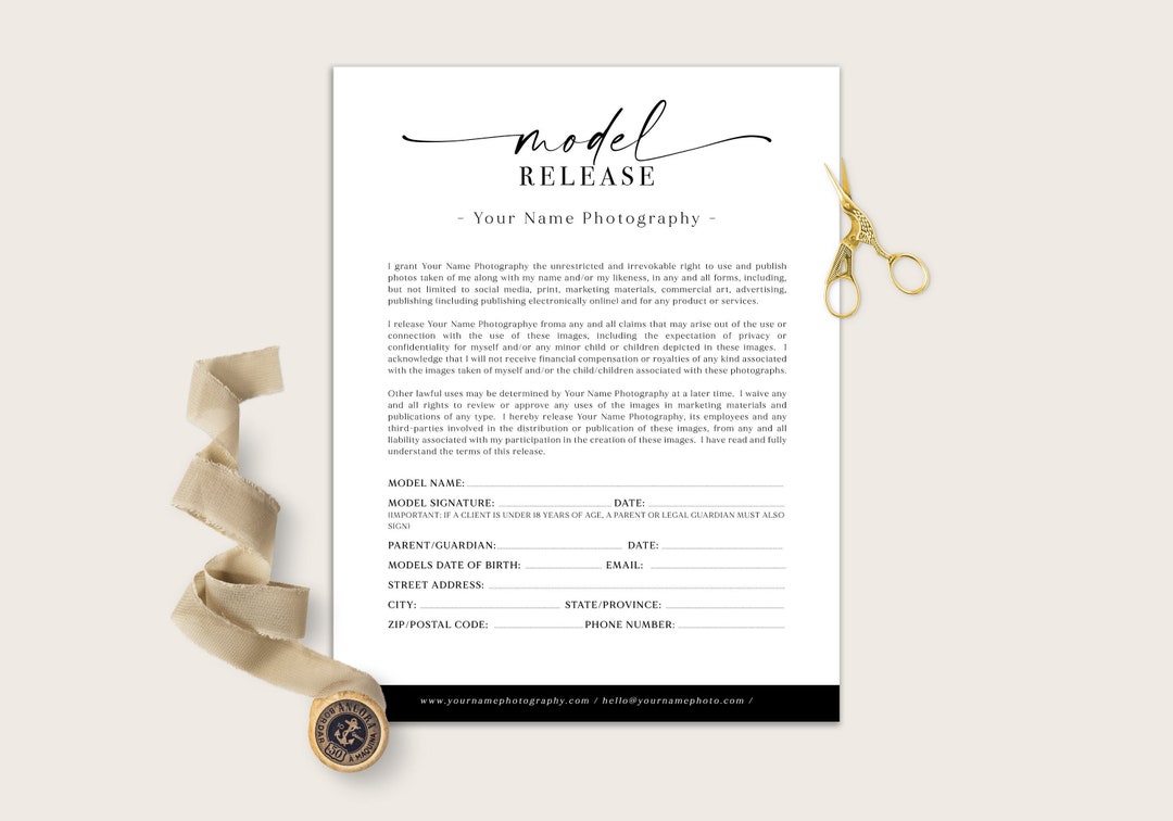 Model Release Form Template, Photography Template for