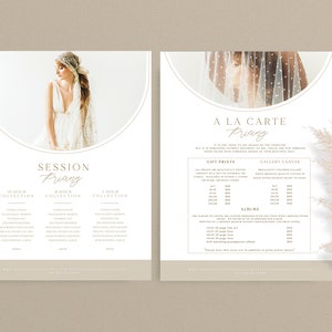 3 Page Photography Pricing Template, Session Price Guide List for Photographers, Pricing Guide, Photo Price List, PHOTOSHOP TEMPLATE