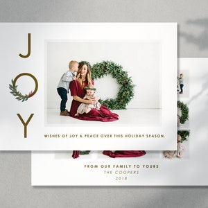 Holiday Photo Card Template for Photographers, Wreath Card Design, Christmas Card, Marketing for photographers, Digital Greeting card