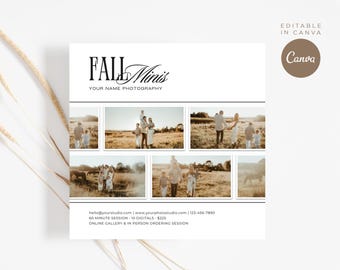 Fall Mini Session Photography Template: Autumn Design (CANVA)