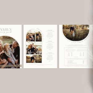 3 Page Photography Pricing Template, Session Price Guide List for Photographers, Family Pricing Guide, Photo Price List, PHOTOSHOP TEMPLATE
