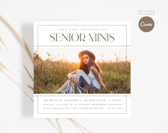 Senior Mini Session Template: Graduation Photography Marketing Board (CANVA)