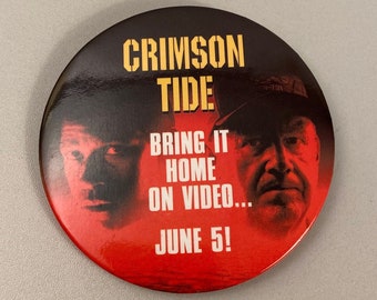 1995 Crimson Tide Movie Pinback Button, Vintage 90s Hollywood Fan Pin Back, Cool Old VHS Collectibles, Denzel Washington, Free Shipping