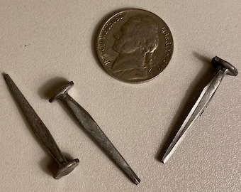Qty (40) 1.25" Rosehead Steel Cut Nails, 3D Steel Nails, 1.25 Inch, Set of Forty, Vintage Antique Interior Hardware Hand Forged Nail Style
