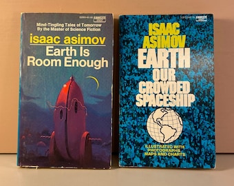 1970s Isaac Asimov, Paperback Book Bundle, Earth Is Room Enough, Earth Our Crowded Spaceship, Sci-fi, Vintage Paperback Books, Free Shipping