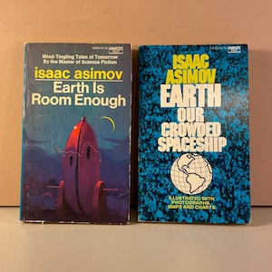 1970s Isaac Asimov, Paperback Book Bundle, Earth Is Room Enough, Earth Our Crowded Spaceship, Sci-fi, Vintage Paperback Books, Free Shipping