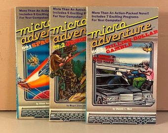 1984 Micro Adventure #1 #2 and #3 Set, First Printings, Computer Programming Adventure Paperback Books, Vintage Programming, Free Shipping