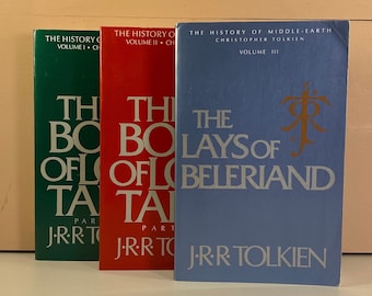 1990s JRR Tolkien Paperback Books, J. R. R. Tolkien Book Set, Vintage Bookshelf Decor, Tolkien Library, The Book of Lost Tales, Ships Free