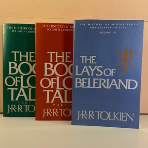 1990s JRR Tolkien Paperback Books, J. R. R. Tolkien Book Set, Vintage Bookshelf Decor, Tolkien Library, The Book of Lost Tales, Ships Free