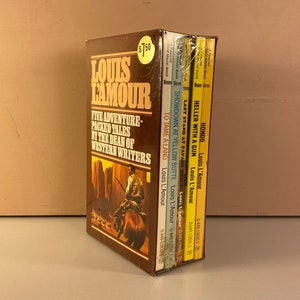 SEALED 1980s Louis L #39 amour Five Novel Paperback Box Set Louis Lamour