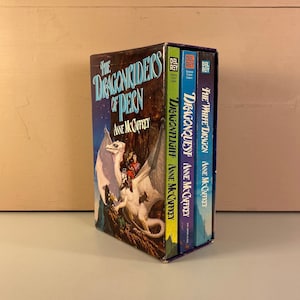 1980 The Dragonriders of Pern, Paperback Book Box Set, by Anne McCaffrey, Vintage Fantasy Books, Dragonquest, Science Fiction, Free Shipping