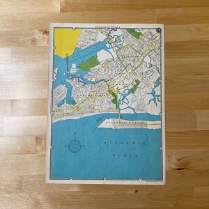 1945 New York City Map, Staten Island, Atlantic Beach, Authentic NYC Paper Map, Geography Gift, Ready to Frame Vintage Maps, Ships Free