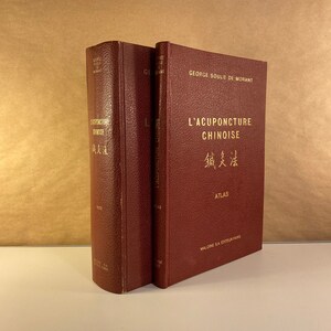 1972 L&#39;Acuponcture Chinoise 2-Volume Hard Cover Book Set by George Soulie De Morant, Amazing Color Illustrations, French Text, Free Shipping