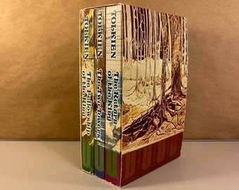 1974 Unwin LOTR Set, UNREAD Trilogy Paperback Book Set, UK Edition, J. R. R. Tolkien The Lord of the Rings, Cool Bookshelf Decor, Ships Free