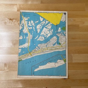 1945 New York City Map, Queens, Arverne, Belmont Park, Authentic NYC Paper Map, Geography Gift, Ready to Frame Vintage Maps, Ships Free