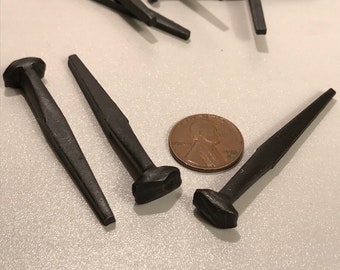 Qty (20) 2&quot; Wrought Head Nails 2 Inch, Set of Twenty, Steel 6D nails, Vintage Rustic Antique Hand Forged Nail Colonial Style, Free Shipping