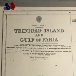 Trinidad Island Set of 2 Navigational Charts Hydrographic Maps 483A & 483B, Ready to Frame Wall Art, Original Thick Stock Paper, Ships Free