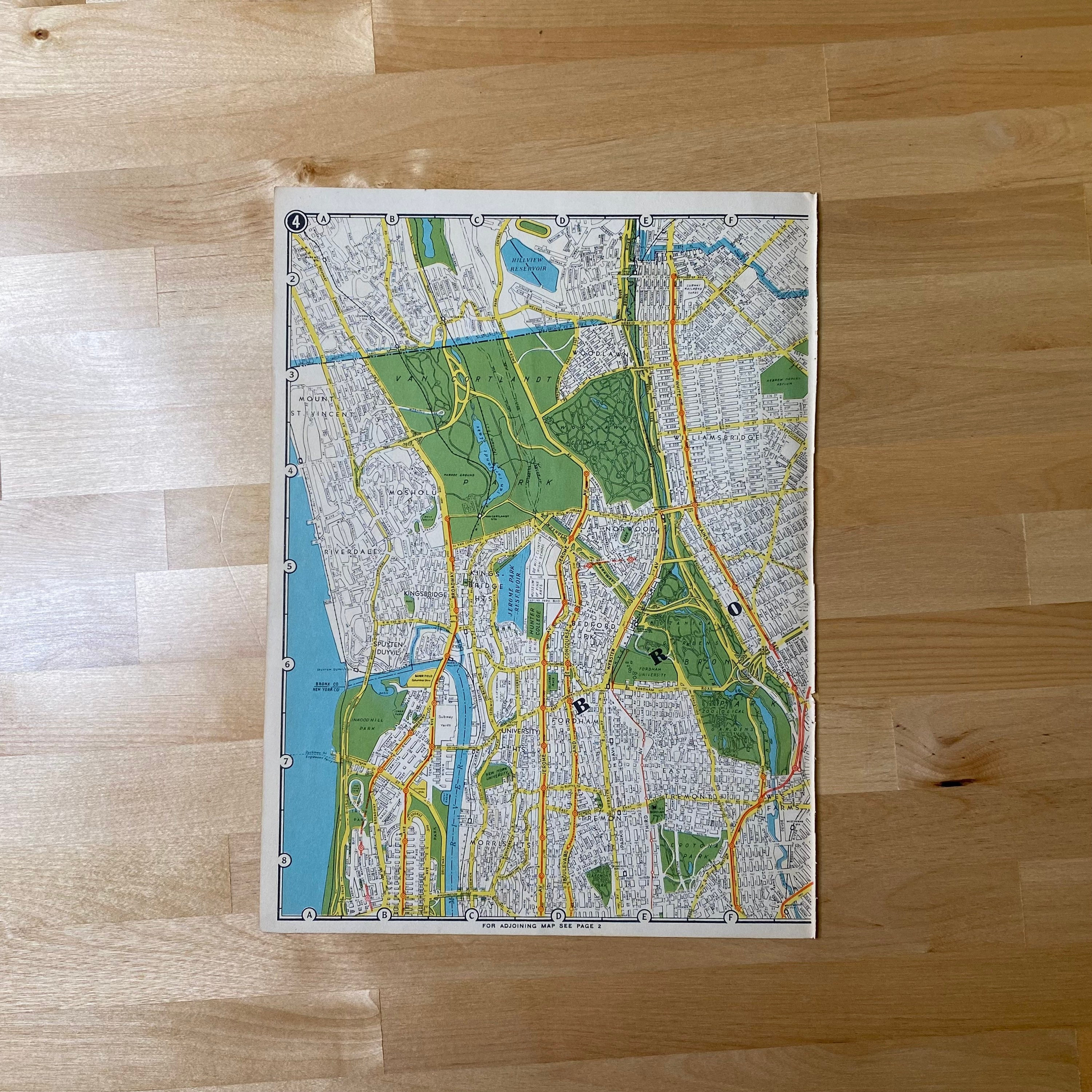 1945 New York City Map, Bronx Map, Queens Map, Woodlawn, Fordham ...