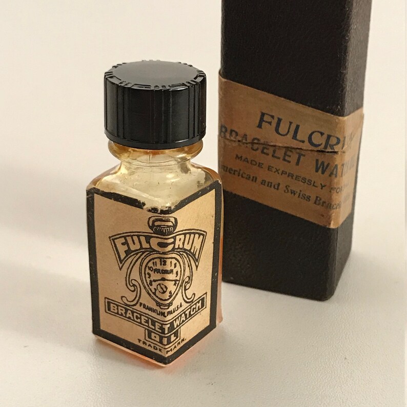 Fulcrum Bracelet Watch Oil, Vintage Watch Maker Supply, Franklin PA, For American and Swiss Watches, Glass Bottle, Cardboard Box, Ships Free image 9