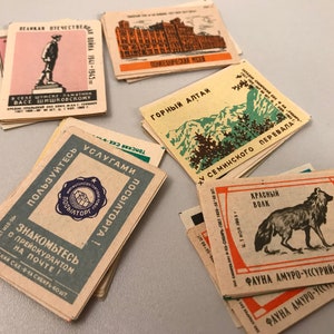 50 Old Russian Match Box Labels, Colorful Paper Eastern European Collectibles, Scrap Book Supply, Authentic Travel Ephemera, Free Shipping image 3