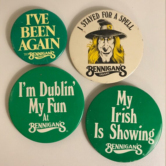 6 Bennigan's Pinback Buttons, 1980s Pins, Old Coo… - image 6