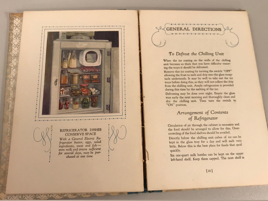 1927 General Electric Refrigerator Recipes and Menus Cook Etsy