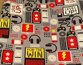 Crossbody Hipster Bag, Gamer Video Games Throwback, Game On Level Up For The Win, Handmade Medium Soft Cotton Ladies Purse, Free Shipping