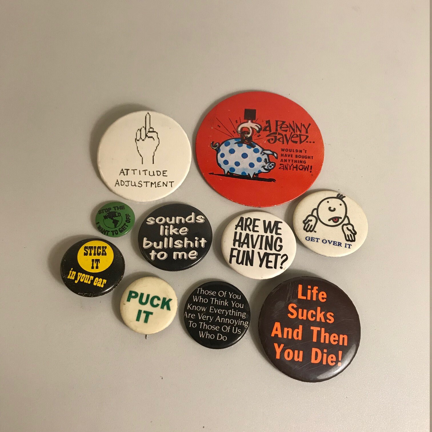 10 Funny Pinback Buttons 1980s Pins Old Cool Sarcastic Etsy