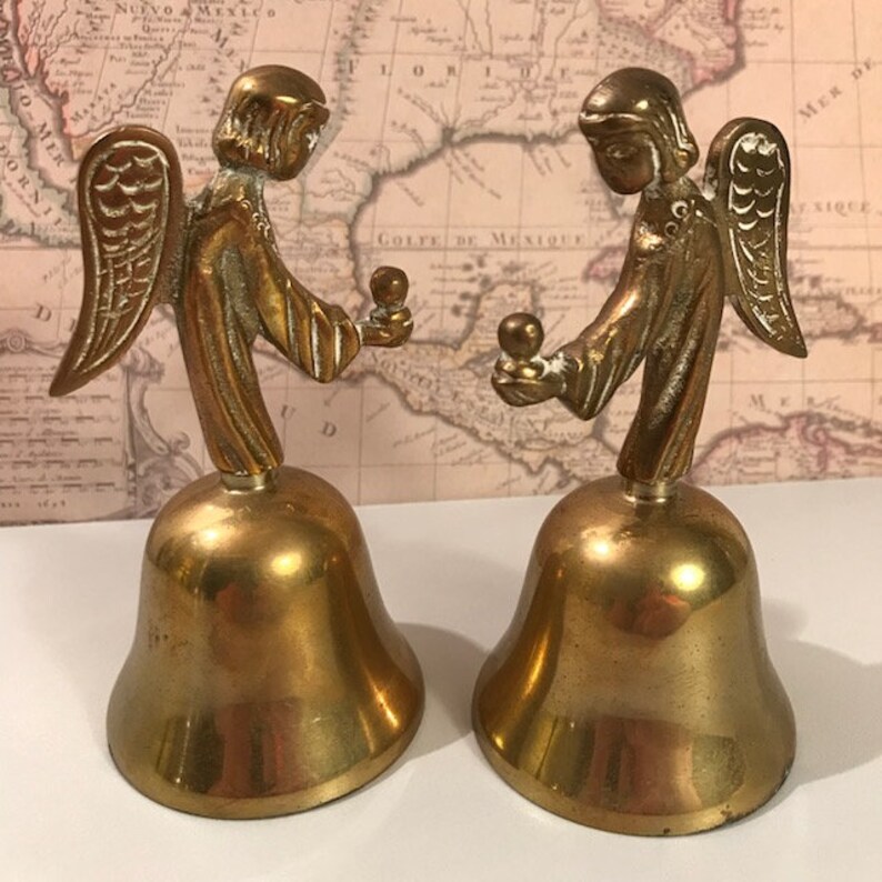 Two Brass Angel Bells Set of 2 with Different Tones Matching Etsy