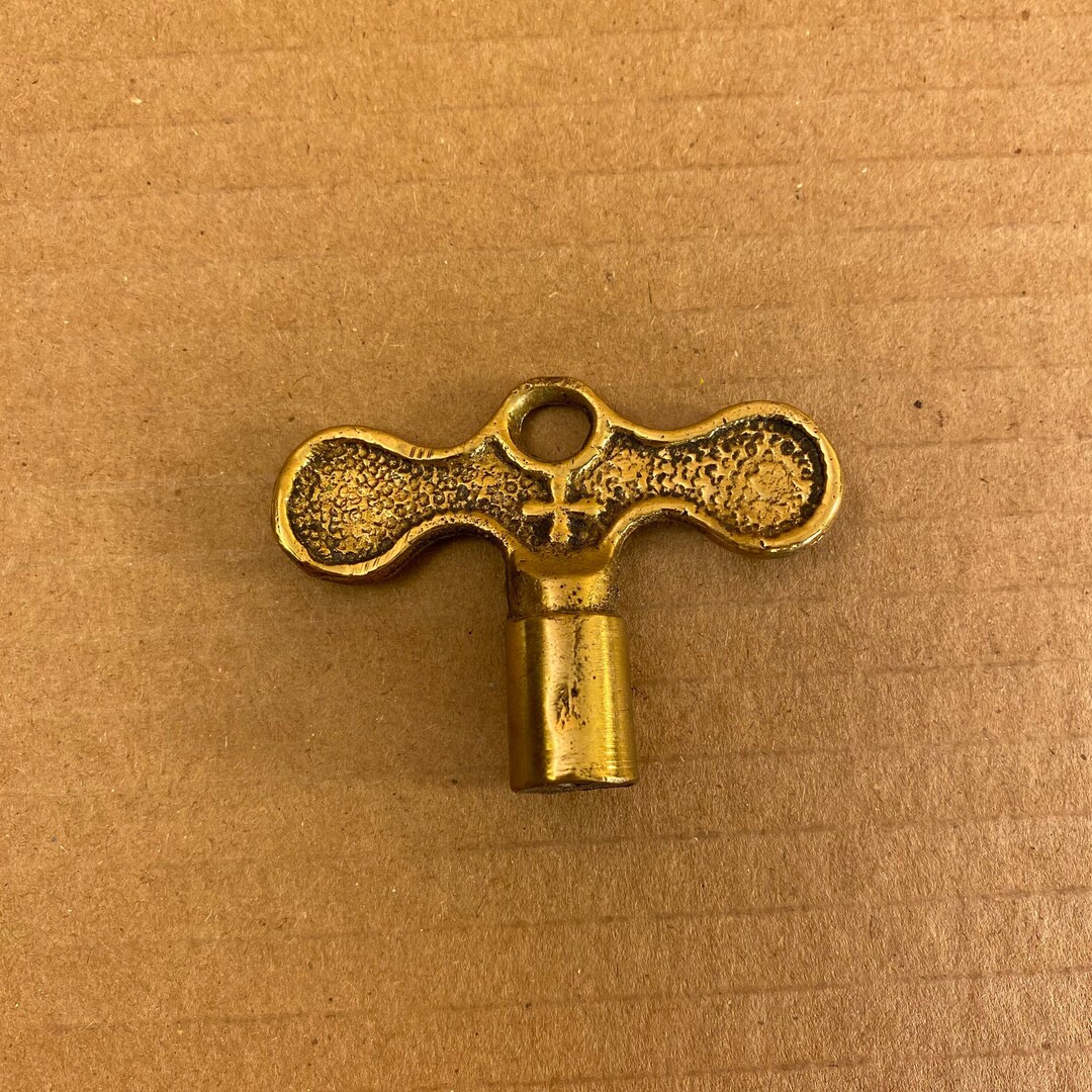 Brass Vintage Clock Key, Wind up Key, Brass Skeleton Key, Maker Supply